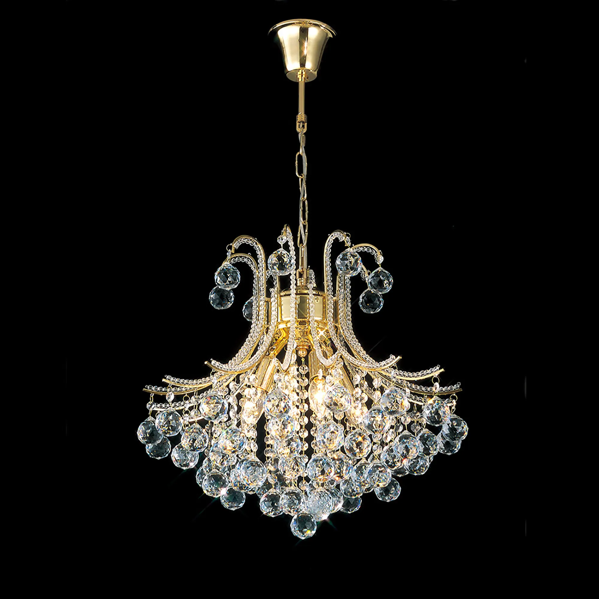 Bask Crystal Chandelier 4 Light French Gold